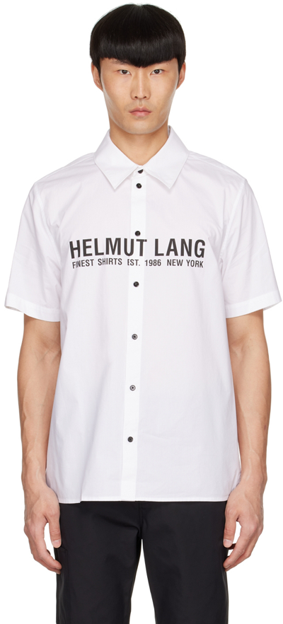 Helmut Lang White Logo-print Cotton-poplin Shirt