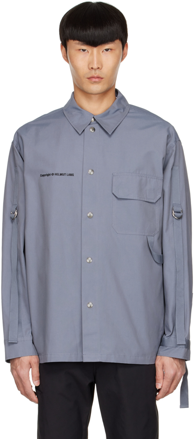 Helmut Lang Tape-trim Oversized Woven Shirt In Blue