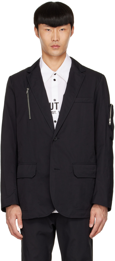 Helmut Lang Men's Nylon Zip-detailed Blazer In Black