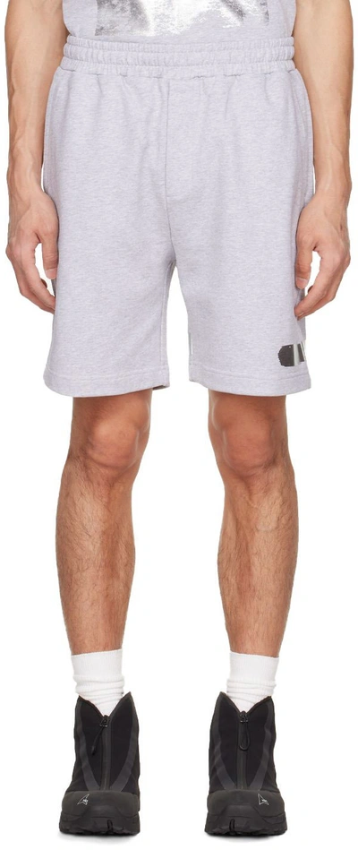 Helmut Lang Silver Stripe Sweat Shorts In Vapor Heather