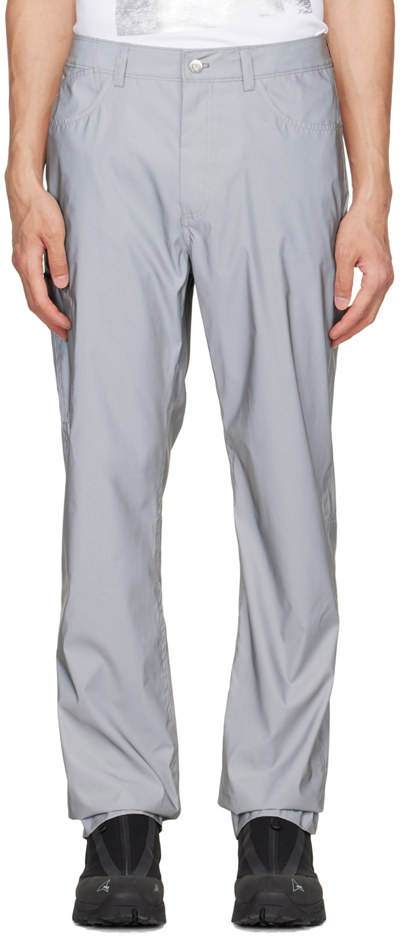 Helmut Lang Gray Polyester Trousers In Silver