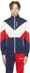 Palm Angels Colour-block Zipped Track Jacket In Navy/white