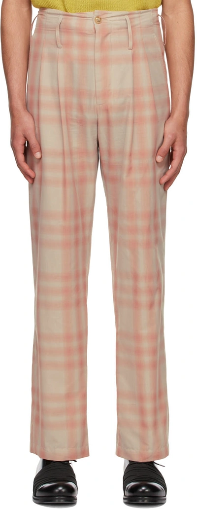 Maryam Nassir Zadeh Ssense Exclusive Pink & Beige Trousers In Blush Plaid