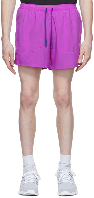 Nike Men's Stride Dri-fit 5" Brief-lined Running Shorts In Vivid Purple/reflect