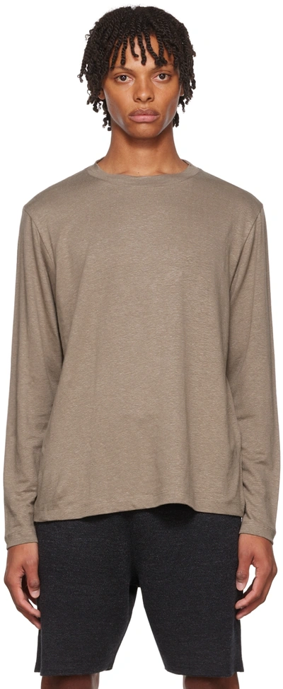 Theory Brown Ryder Long Sleeve T-shirt In Fossil
