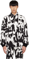 Alexander Mcqueen Exploded Graffiti Denim Overshirt In 9080 White/black