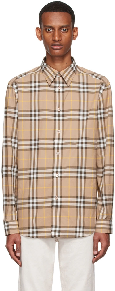 Burberry Neutral Vintage Check Cotton Poplin Shirt In Brown