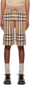 Burberry Birdseye Checked Silk And Wool-blend Drawstring Shorts In Neutrals