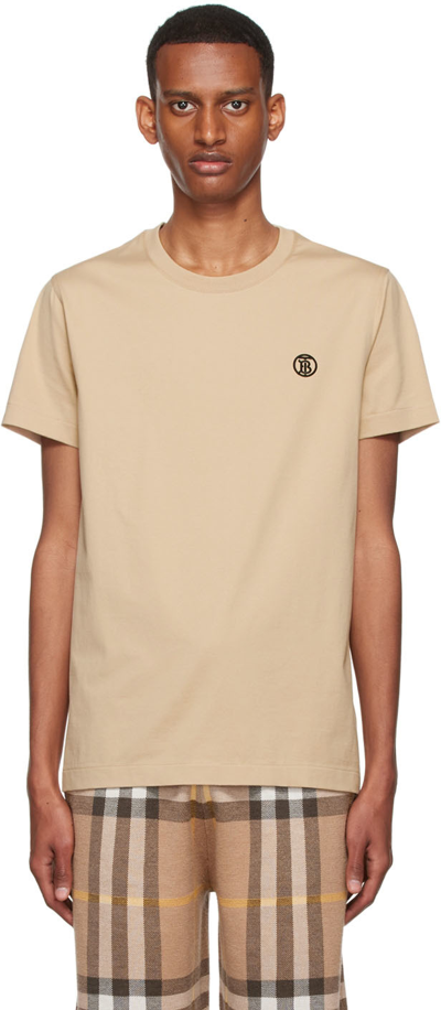 Burberry Beige Organic Cotton T-shirt In Soft Fawn