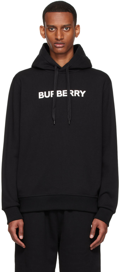 Burberry Ansdell Brand-print Cotton-jersey Hoody In Black