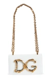 Dolce & Gabbana Dolce&gabbana Girls Logo Leather Phone Crossbody Bag In Optical White