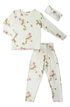 Everly Grey Baby Grey By  Charlie Fitted Two-piece Pajamas & Head Wrap Set In Peony