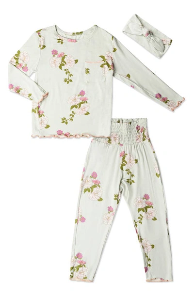Everly Grey Baby Grey By  Charlie Fitted Two-piece Pajamas & Head Wrap Set In Peony