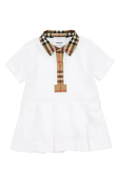 Burberry Polo-style Dress In Cotton Piqué With Vintage Check Finish In White