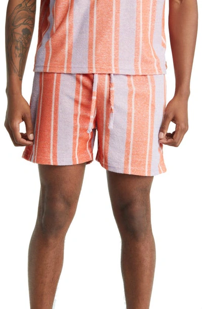 Native Youth Stripe French Terry Shorts In Orange