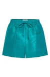Valentino Drawstring-waist Pressed-crease Shorts In Green