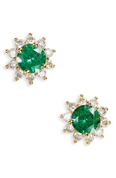 Kate Spade Women's Sunny Halo Goldtone & Cubic Zirconia Stud Earrings In Emerald.