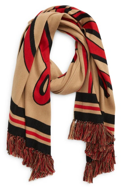 Burberry Logo Script Football Scarf In Neutrals