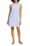 Beachlunchlounge Alina Stripe Linen & Cotton Shift Dress In Summer Azure