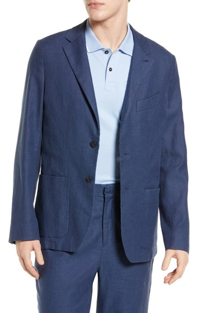 Ted Baker Onich Solid Stretch Linen & Cotton Sport Coat In Blue