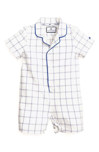 Petite Plume Babies' Kids' Nantucket Tattersall Classic One-piece Pajamas In Blue Multi