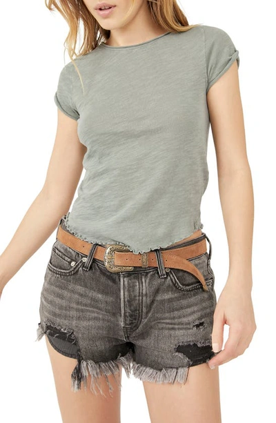 Free People We The Free Be My Baby Cotton T-shirt In Washed Army