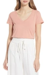 Nordstrom Everyday V-neck T-shirt In Pink Dawn