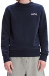 Apc Logo-print Crew Neck Sweatshirt In Dark Navy