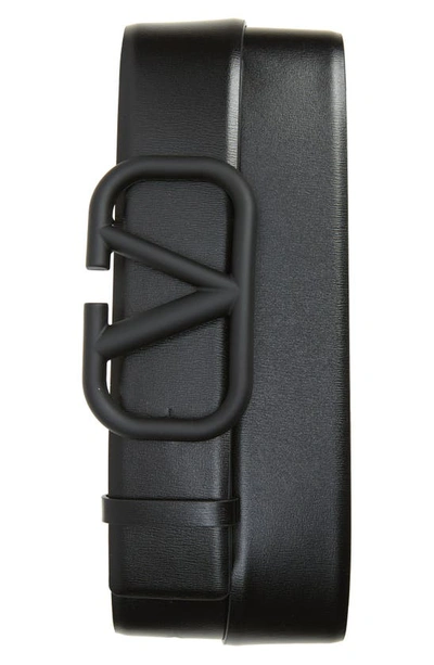 Valentino Garavani Vlogo Tonal Buckle Leather Belt In Nero