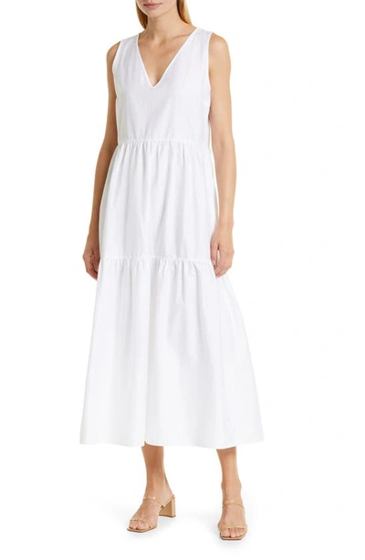 Hugo Boss Ditesta Sleeveless Stretch Cotton Dress In White