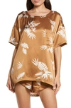 Lunya Washable Silk Short Pajamas In Lush Caramel Palm