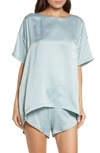Lunya Washable Silk Short Pajamas In Cumulus Blue