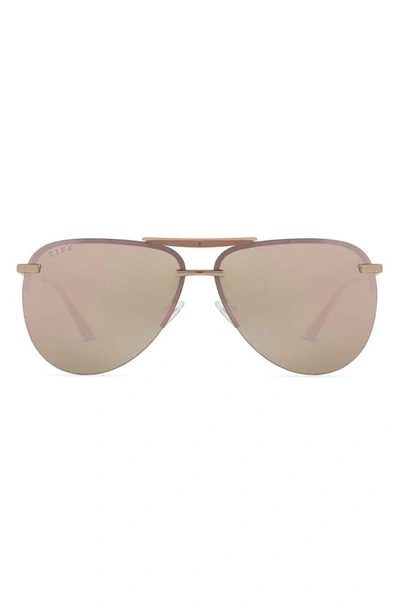 Diff Tahoe 63mm Oversize Aviator Sunglasses In Rose Gold