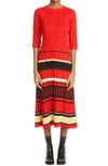 Proenza Schouler Striped Ribbed Cotton-blend Jacquard Midi Dress In Red Multi