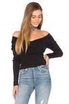 525 AMERICA RIB DOUBLE V CRISS CROSS SWEATER,W6192