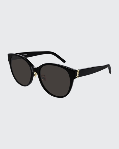 Saint Laurent Sl M39 Rounded Acetate Sunglasses In Black