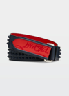 Christian Louboutin Men's Loubi Spiked Leather Belt In Navy/loubinavy Ma