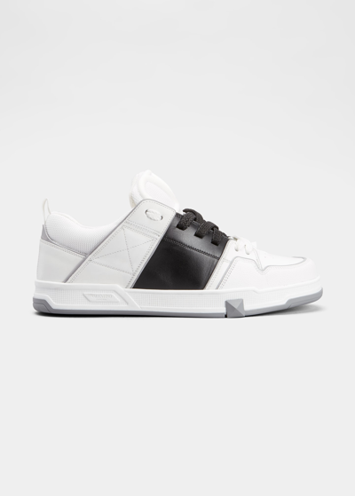 Valentino Garavani Men's Color Block Leather & Mesh Low-top Sneakers In White/black