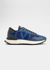 Valentino Garavani Men's V-logo Nylon & Mesh Low-top Sneakers In Blue/black