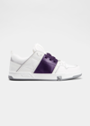 Valentino Garavani Men's Color Block Leather & Mesh Low-top Sneakers In White/purple