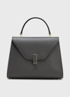 Valextra Iside Medium Textured-leather Shoulder Bag In Gf Fumo