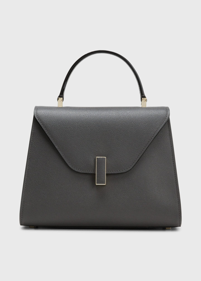 Valextra Iside Medium Textured-leather Shoulder Bag In Grey