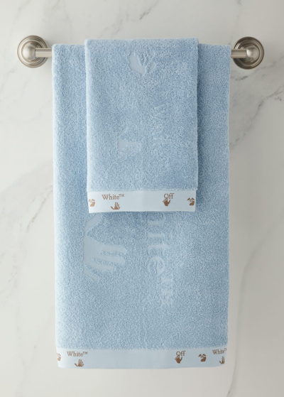 Off-white Blue Swimming Logo Towel Set In Baby Blue
