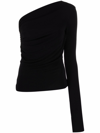 Dsquared2 One Shoulder Jersey Draped Top In Black