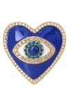 Kurt Geiger Evil Eye Heart Cocktail Ring In Blue