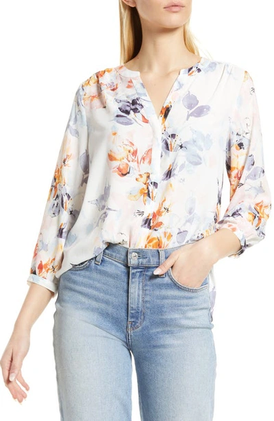 Nydj High/low Crepe Blouse In Printemps