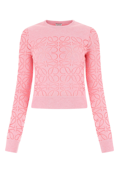 Loewe Anagram Devore Sweater In Pink