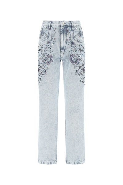 Isabel Marant Nadegeil Embellished And Embroidered Jeans In #add8e6