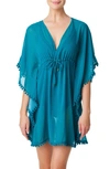 Bleu By Rod Beattie Pompom Cover-up Caftan In Deep Water