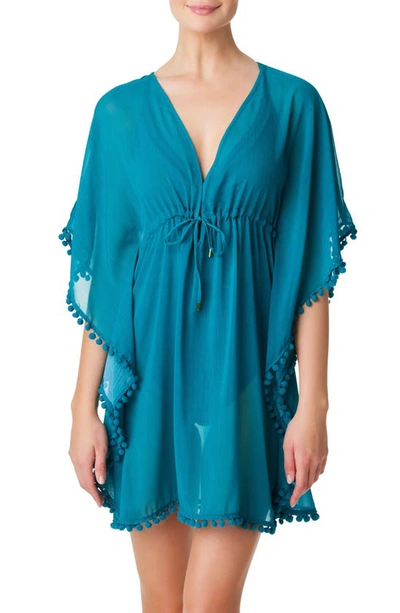 Bleu By Rod Beattie Pompom Cover-up Caftan In Deep Water